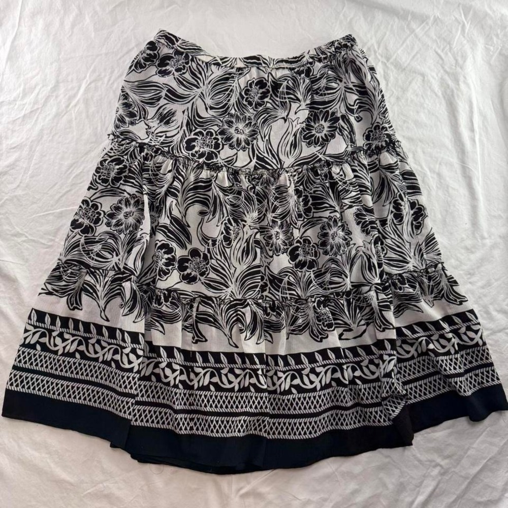 Grace Dane Lewis 100% Silk Floral Pleated Flared Midi Skirt Sz 16 Boho Fairy